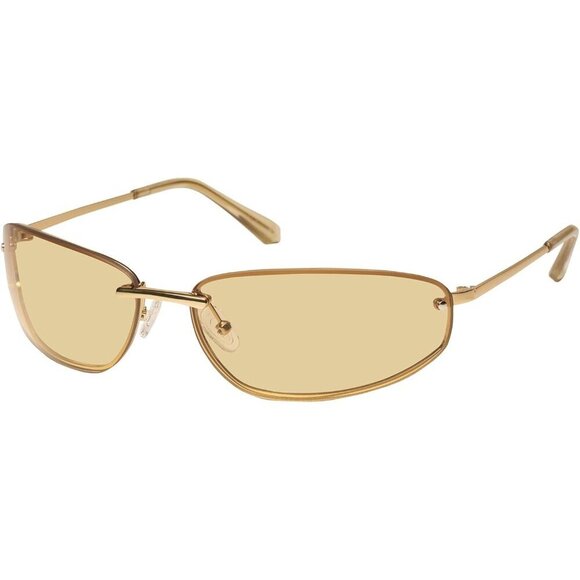 Y2K Sunglasses Women Gold Brown Retro Metal Fashion UV Protective Accessories